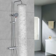 Colonna Doccia Termostatica Cromata Kit Doccia Tondo Regolabile In Altezza Sistema Doccia In Acciaio Inox - Detbom