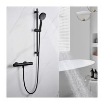 Colonna Doccia Termostatica Miscelatore Doccia Nero con Doccetta a 3 Getti e Asta Doccia Set Doccia Moderno - Detbom
