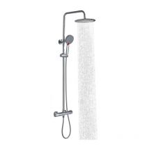 Columna de Ducha Termostática Kit de Ducha Redondo Cromado Sistema de Ducha de Acero Inoxidable de Altura Ajustable - Detbom