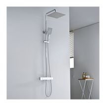 Detbom - Columna de Ducha Termostática Sistema de Ducha Cromado Elegante Conjunto de Ducha con Mezclador Termostático para Baño Cabezal de Ducha de