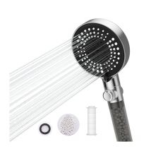 Doccia a Mano 6 Getti tra cui Scegliere Soffione Doccia Cromato con Pulsante di Arresto Soffione Doccia con Filtro Anticalcare e Cotone pp