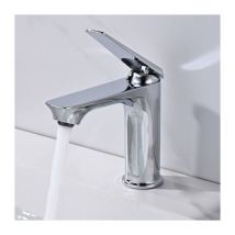 DETBOM Grifo Mezclador de Lavabo Cromado Grifo de Baño Ajustable con Agua Caliente y Fría Grifo Mezclador de Lavabo de Una Sola Palanca para Baño