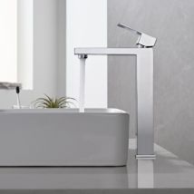 Detbom – Mitigeur De Lavabo Haut En Acier Inoxydable 304 – Finition Chromée – Hauteur 296mm – Installation Monotrou Sur Plage – Économie D'Eau 30%