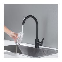 Detbom - Mitigeur de Cuisine Noir Robinet de Cuisine Rotatif à 360° Robinet Mitigeur d'Evier en Acier Inox Moderne