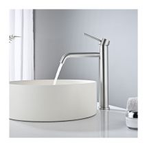 Detbom - Mitigeur de Lavabo Haut Robinet Salle de Bain pour Lavabo et Vasque Robinet Lavabo en Acier Inox Brossé Classique