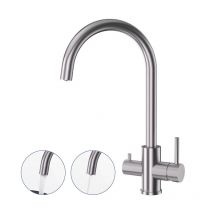 Rubinetto da Cucina a 3 Vie Miscelatore da Cucina in Acciaio Inox Rubinetto per Lavello Girevole a 360°Miscelatore per Lavello da Cucina Acqua