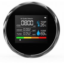 Détecteur de gaz CO2 multifonctionnel, y compris CO2 / TVOC / HCHO / température / humidité analyseur d'air de batterie pour bureau à domicile,