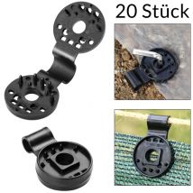 Detex - 20 Clips de montaje Negro de polietileno para pantalla antiviento Ø38mm resistentes a la intemperie
