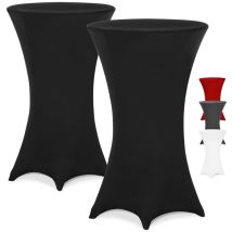 2x Housses De Table De Bar Bistrot Ronde Nappe Mange Debout Protection Table De Cocktail Tissu Stretch Set De 2 Noir, Ø80 - Detex