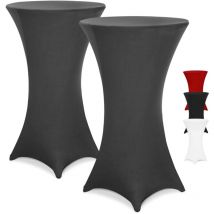 2x Housses de table de bar bistrot ronde nappe mange debout protection table de cocktail tissu stretch Set de 2 anthracite, 60Ø - Detex
