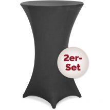 2x Housses de table de bar bistrot ronde nappe mange debout protection table de cocktail tissu stretch Set de 2 anthracite, 70Ø - Detex