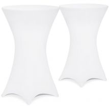 Detex - Stehtisch Husse 2er Set Ø60-65/70-75/80-85cm Farbwahl Stretch Stehtischhusse Überzug 2er Set weiß, 80Ø