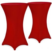 Stehtisch Husse 2er Set Ø60-65/70-75/80-85cm Farbwahl Stretch Stehtischhusse Überzug 2er Set bordeaux, 70Ø - Detex