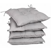 Sitzkissen Stuhl 4er Set 55% Baumwolle Wasserabweisend 45x45cm Visko-Effekt Waschbar Stuhlkissen Sitzpolster Gartenstuhl Farbauswahl grau uni - Detex