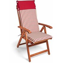 Detex 6 Cojines de asiento con repaldo alto para sillas de jardín Set de almohadillas - Modelo a elegir Rojo-blanco a rayas