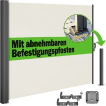 Detex - casaria Seitenmarkise Nosara 160/180x300 cm Ausziehbar Blickdicht Wasserabweisend Sonnenschutz Markise Balkon Terrasse Garten Anthrazit