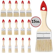 DEUBA 15 Pieces Pure Bristle Paint Brush Set Flat Synthetic High Quality Paintbrush