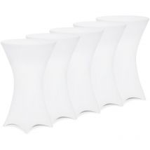 Detex Stehtisch Husse 5er Set Ø60-65/70-75/80-85cm Farbwahl Stretch Stehtischhusse Überzug 5er Set Ø70 cm / weiß