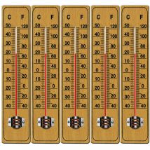Markenartikel - deuba 5x Garten Thermometer mit Celsius Fahrenheit Skala Haushalt Analog Außenthermometer Aufhängung Wetterstation Holz