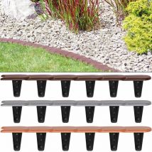 Borde de césped macizo cercado para plantas flores Plástico 3,8m 7,6m 11,4m protector Marrón Gris Terracota jardín Gris / 11.40m - Deuba