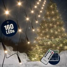 Cadenas de luces led interiores o exteriores luces navidad Cortina de luz 160 led blanco - Monzana