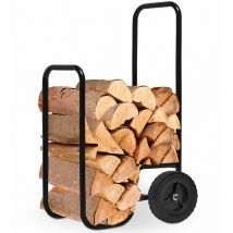 Gardebruk - Carretilla para Troncos Negra Transportador de Madera 56x45x105cm máx.80kg Chimenea