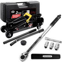 Gato hidráulico 2T Elevador de coches 6 Piezas con llave dinamométrica accesorios altura de elevación 135-330mm - Deuba