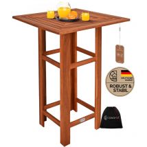 Casaria - Mesa bar de madera de Acacia alta bistro cuadrada color Marrón 75x75x110cm mobiliario auxiliar jardín eventos patio