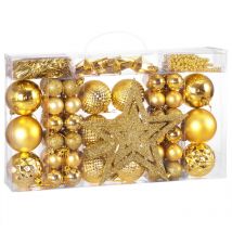 Set di palline di Natale composto da varie fantasie varie quantità varie taglie gold (de)