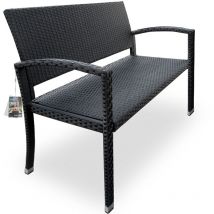 Deuba Panca da giardino in Poly Rattan a 2 posti resistente ai raggi UV molto comoda Panca per Balcone Mobili da giardino Nero