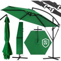 Kingsleeve - Sombrilla de Jardín Ø330cm Soporte Manivela Inclinable Protección uv 80+ Seguro Antiviento Repelente al Agua Terraza Patio Verde