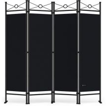 Casaria - Paravent intérieur 4 panneaux 180 x 163 cm Séparateur de pièce pliable Cloison de séparation Intérieur maison Noir