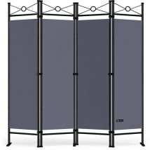 Casaria - Paravent intérieur 4 panneaux 180 x 163 cm Séparateur de pièce pliable Cloison de séparation Intérieur maison Anthracite