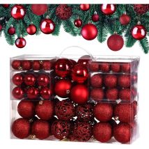 Deuba - Set de 100 Bolas de navidad Adorno para árbol Decoración navideña Adorno para colgar - Varios colores Rojo