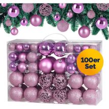 Set de 100 Bolas de navidad Adorno para árbol Decoración navideña Adorno para colgar - Varios colores Rosa - Deuba