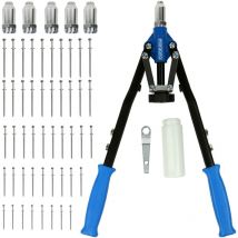 Set Pinza per Rivetti con 5 teste di rivetti intercambiabili e 75 dadi contenitore di raccolta Rivettatrice - Deuba