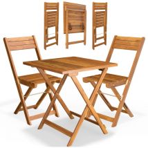 CASARIA tavolino con sedie da esterno in legno di acacia giardino terrazza bar Marrone