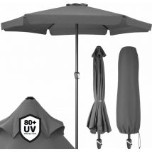Kingsleeve - Sombrilla de Jardín ø 330cm Protección uv 80+ Repelente al Agua Fácil Manejo Balcón Terraza Jardín Parasol Grande Gris oscuro