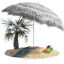Kingsleeve - Sombrilla de Playa Jardín ø 160cm Hawaii UV30+ Parasol Inclinable Exterior Patio Terraza Altura Ajustable Color a elegir Gris claro
