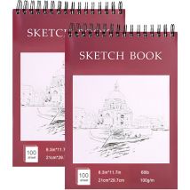Tuserxln - Deux carnets de croquis à feuilles mobiles, carnets de croquis à l'aquarelle pour étudiants, livres à bobines vierges