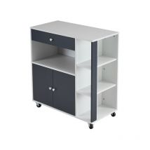 Dolaso - Deux portes et un tiroir, blanc et gris, voiture-restaurant 80x39x86,5cm