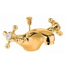 TUD113/501 - Tudor, Rubinetto miscelatore con tappo di scarico e finiture dorate - Deva