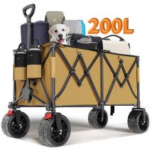 Devoko - Chariot à bras pliable avec freins, 200 kg, pneus larges tout-terrain, couleur chocolat