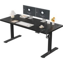 Devoko - Höhenverstellbarer Stehtisch, 120 X 60 Cm, Stehtisch, Schreibtisch Mit Spleißplatte, Schwarzer Rahmen/schwarze Platte