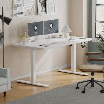 Devoko Elektrisch höhenverstellbarer Steh-Sitz-Schreibtisch Tischplatte mit 4 Memorytastaturen, Stahlrahmen, Anti-Kollisionssystem, 120cm Weiß