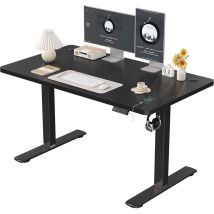 Devoko - Höhenverstellbarer Stehtisch, 120 X 60 Cm, Stehtisch, Schreibtisch Mit Spleißplatte, Schwarzer Rahmen/schwarze Platte