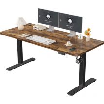 Devoko - Höhenverstellbarer Stehtisch, 160 X 60 Cm, Stehtisch, Schreibtisch Mit Splice Board, Schwarzer Rahmen/rostbraune Platte