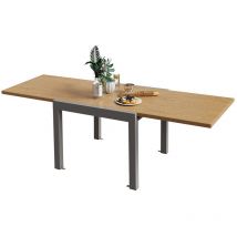 Klappbarer Gartentisch, Tischplatte aus massivem Aluminium, Maße: 80-160 x 80 x 75 cm, hellgrau - Devoko