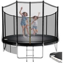 Devoko - Trampolin für Kinder im Freien Ø366cm/12ft, Trampolin für den Garten, komplettes Zubehörset: Sicherheitsnetz, Leiter, Randplane, max.