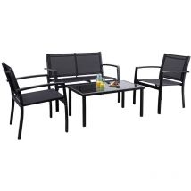 Devoko - 4 Pieces Patio Conversation Patio Furniture Set Poolside Textilene Outdoor Bistro Set Patio Chairs With Table, Outdoor Modern Bistro Set,
